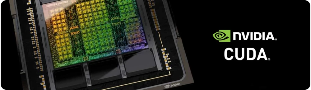 NVIDIA GPU and CUDA platform branding, showcasing the cutting-edge hardware and software driving innovation in Artificial Intelligence. This image represents NVIDIA's industry leadership in providing powerful IT solutions for deep learning and high-performance computing.
