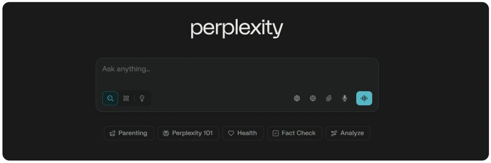 Perplexity AI interface showing real-time search results with source citations