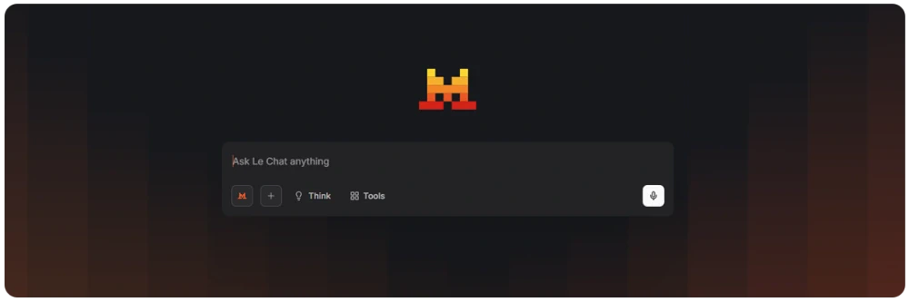 Mistral AI chat interface showcasing fast response times and privacy features